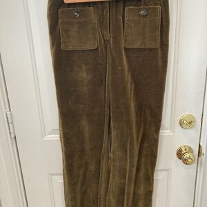 Sezane Green Velvet Dan Trousers ALTERED
